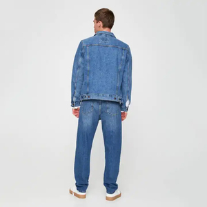 Veste en jean décontractée pour homme, style vintage, épaisse, avec fermeture éclair, effet usé, par un fabricant de vêtements de haute qualité - Product Image 2
