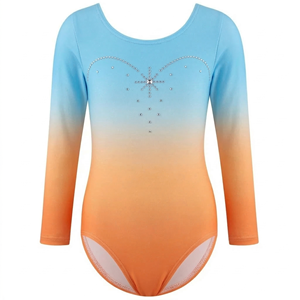 Nouveau design, justaucorps de gymnastique pour filles de haute qualité, personnalisé, en spandex, à manches longues, avec strass, service OEM - Product Image 4