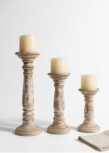 Ensemble de 3 bougeoirs en bois, design moderne, forme cylindrique ronde, décoration intérieure, bougeoirs durables - Product Image 2