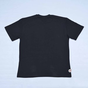 Camiseta de Algodón Negra con Logotipo HH, Personalizada, de Manga Corta, Cuello Redondo, Corte Holgado, Color Sólido, Estilo Casual, Logotipo Rojo en el Dobladillo Inferior - Product Image 5