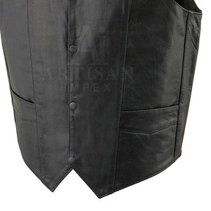 Custom Design Leather Men <b>Vest</b> Solid Color Leather Streetwear Sleeveless Leather Men <b>Vest</b> - Product Image 6