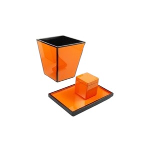 Ensemble de salle de bain en laque au design personnalisé, motif brillant orange décoratif, suite de bain en résine, accessoires de qualité hôtelière - Product Image 2