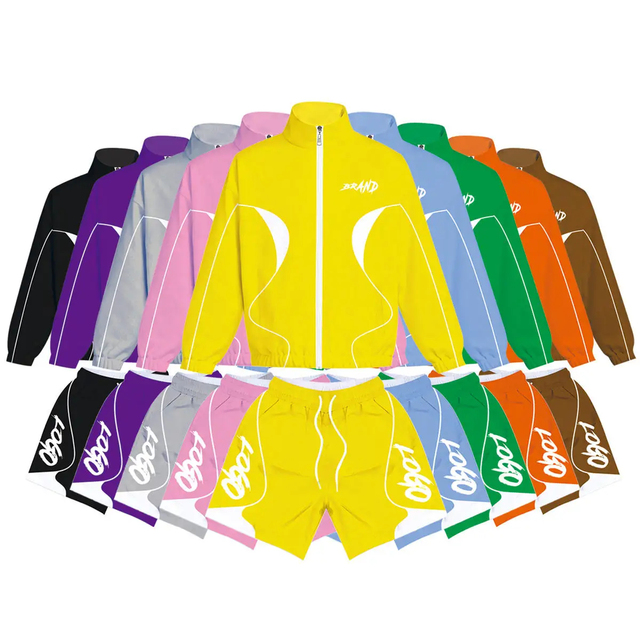 Custom Outdoor Spring Summer Windproof Shorts Set Men's Casual Lightweight Jacket Tracksuit Short Windbreaker Set Men