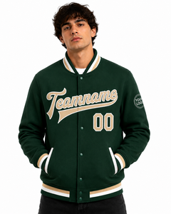 Veste de baseball personnalisée verte pour homme, style universitaire, impression du nom et du numéro de l'équipe sur le devant et le dos, logo personnalisé, respirante, écologique - Product Image 5