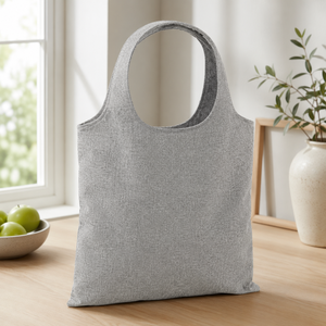 Sac de courses pliable en coton recyclé 225 GSM 40 x 38 cm avec poignées d'épaule intégrées, logo personnalisé, vente en gros, OEM, sac fourre-tout pour épicerie - Product Image 6