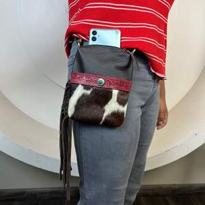 New Hand Tooled Cowhide Leather Zipper Pouch <b>For</b> Motorcycle Riding <b>Phone</b> <b>Bag</b> <b>for</b> Women Built In Wallet Clip On Belt Loop <b>Bags</b> - Product Image 4