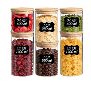 Frasco de Vidrio con Tapa de Madera, Recipiente Hermético de Boca Ancha para Almacenar Alimentos, Café, Azúcar, Té, Galletas, Dulces, Ensaladas - Product Image 4