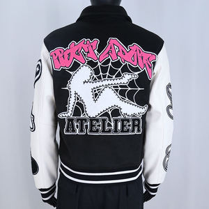 Custom Design Varsity <b>Jacket</b> <b>Men</b> Embroidered Logo Leather Sleeve College <b>Baseball</b> <b>Jacket</b> OEM Service - Product Image 3