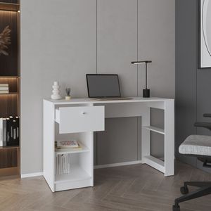 โต๊ะคอมพิวเตอร์สีขาว 1 ลิ้นชัก 2 ชั้นวาง - Product Image 6