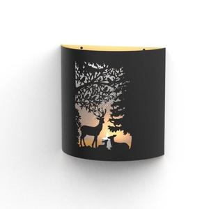Velas Aromáticas Cilíndricas en Frascos con Diseño de Ciervos y Bosque, Impresión Láser, Linterna de Hierro Recubierto de Negro, Decoración Navideña para Mesa - Product Image 1
