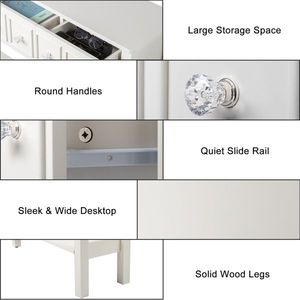 Long White <b>Narrow</b> Entryway <b>Console</b> <b>Table</b> with Different Sizes Drawers and Bottom Shelf 71522742 Code Storage Sof <b>Console</b> - Product Image 3