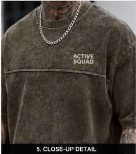 Camiseta de Manga Corta para Hombre Active Squad, Corte Regular, Cuello Alto, Poliéster/Algodón, Felpa, Color Sólido, Transpirable, OEM - Product Image 5