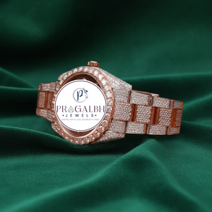 นาฬิกา Pragalbh Jewels หรูหราประดับเพชรเต็มหน้าปัด สไตล์ฮิปฮอป นาฬิกาควอตซ์อนาล็อก สายสแตนเลสสตีล สำหรับผู้ชาย นาฬิกาโมอิสซาไนต์ - Product Image 5
