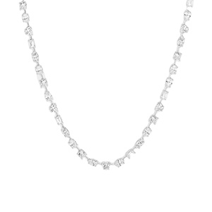 Collier de tennis en or blanc 18 carats avec lunette et diamants de laboratoire multiformes collier ras du cou à chaîne de tennis pour femmes vente en gros - Product Image 1