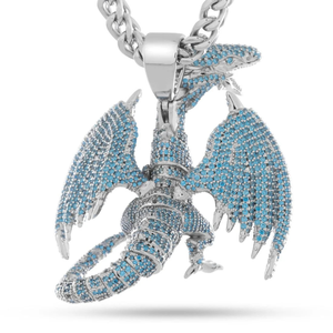 Collier chaîne à maillons glacés en argent 925 plaqué avec pendentif ailes de dragon et moissanite, style hip-hop, bijoux pour homme, cadeau pour anniversaire - Product Image 4