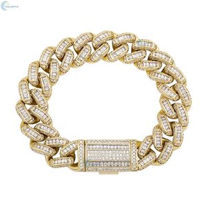 Bracelet cubain de luxe en diamant de laboratoire, serti de diamants taille baguette, style hip-hop, tendance, pour homme - Product Image 3
