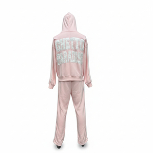 2025 Unisex Sun Faded Top Distress <b>Embroidery</b> Custom Logo Heavy Weight 100%Cotton Oversize Tracksuits - Product Image 1