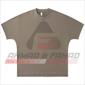 T-shirt décontracté pour homme Ahmad & Fahad, vert olive, imprimé géométrique, manches courtes, col rond, coupe classique, jersey en coton - Product Image 3