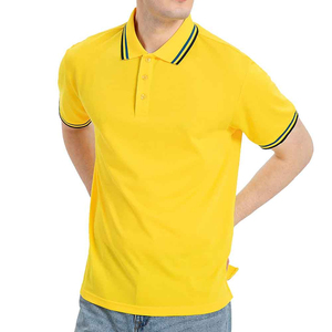 เสื้อเชิ้ตผู้ชายสีเหลือง ผ้าฝ้าย 100% แขนสั้น คอปก สีพื้น แต่งบล็อกสี สไตล์ไฮสตรีท พร้อมโลโก้ด้านหน้า สำหรับทีม - Product Image 3