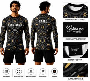 For Men's Full Sleeve UPF50+ Breathable Eco-Friendly Spandex/Polyester 220g MMA Rash Guard Quick Dry Beach <b>Surfing</b> - Product Image 1