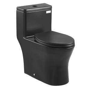 Inodoro Alargado de Una Pieza con Doble Descarga Vortex, Negro Mate, 1.0/1.28 GPF, Asiento Cómodo, Diseño con Falda Fácil de Limpiar, 12\" - Product Image 1