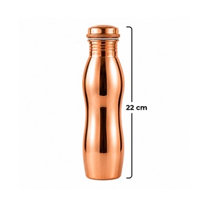 Bouteille d'eau en cuivre poli, portable, moderne, anti-fuite, avec couvercle à vis - Product Image 5