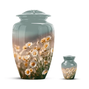 Decorative Adult <b>Ashes</b> Urn Metal Cremation <b>Keepsake</b> Vessel Floral Memorial Burial Urn for Home Shrine - Product Image 2