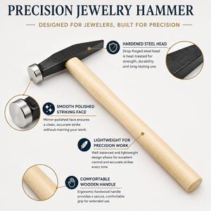 Cross-Peen Hammer with Stainless Steel Head and Wooden Handle Precision <b>Engraving</b> <b>Tool</b> for Gold Jewelry Making - Product Image 3