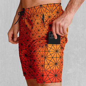 Men's Geometric Print Quick Dry Board Shorts Elastic Waist <b>Mid</b> Rise Casual Short Length 100% Polyester Sublimation Transfer - Product Image 5