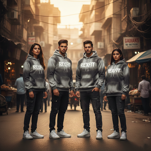 Sweat à capuche streetwear personnalisé Rexfit Sports, style pull-over, en coton camouflage épais, délavé à l'acide, effet soleil, broderie - Product Image 4