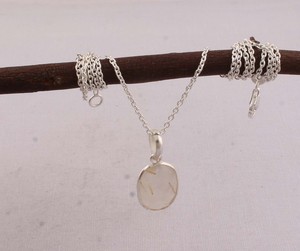 Natural Gold Rutile Stone Pendant in <b>Solid</b> 925 <b>Silver</b> Minimalist Oval Crystal <b>Necklace</b> Simple Wealth Stone Daily Wear Jewelry - Product Image 6
