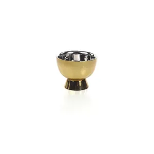 Nouveau bol en métal de forme organique avec profil incurvé doux pour accessoires de table contemporains, accent décoratif pour la maison, plaqué et sûr. - Product Image 1