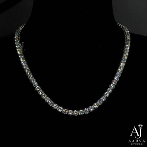 Collar de cadena tipo tenis chapado en oro con moissanita geométrica de corte brillante redondo estilo hip hop para regalo de boda - Product Image 1