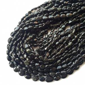 ลูกปัดทัวร์มาลีนสีดำทรงรีเรียบ ขายส่ง ลูกปัดทัวร์มาลีนธรรมชาติแบบเส้น สำหรับทำเครื่องประดับ DIY - Product Image 5
