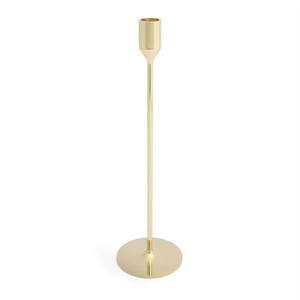 Support de bougie conique en métal doré style nordique, chandelier élancé à tête unique, centre de table pour salle à manger, mariage, décoration intérieure - Product Image 1