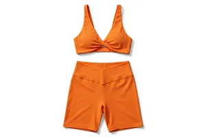 Seamless 2 Piece Breathable Activewear Set Cross-Back Sports Bra <b>High</b>-<b>Waisted</b> Tights Bike <b>Shorts</b> V-<b>Shaped</b> Slimming Front Sports - Product Image 4