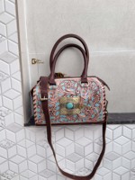Tas Selempang Kulit Ukiran Tangan Kustom Grosir, Tas Gypsy Boho Buatan Tangan, Tas Batu Warna Turquoise Gaya Barat