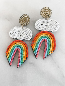 Boucles d'oreilles pendantes classiques en broderie crochet avec perles de rocaille, design mini-cerceau, style tendance - Product Image 4