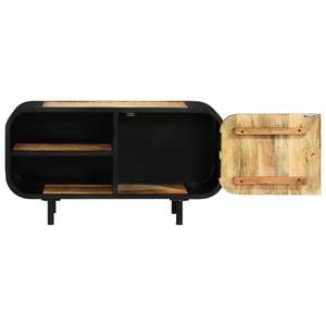 Mueble para TV Negro con Madera de Mango Natural Rústica y Soportes para TV de Hierro Mediano - Product Image 5