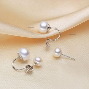 Women's 925 Silver Double <b>Pearl</b> Stud <b>Earrings</b> <b>White</b> Faux <b>Pearl</b> Classic Everyday Wear Jewelry for Daily & Party Wear Gift - Product Image 4
