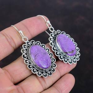 Pendientes de purpurita hechos a mano, plata de ley 925, joyería elegante, pendientes de piedras preciosas moradas naturales para mujer - Product Image 3
