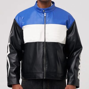 OEM Custom Embroidery Patch Genuine Cow Skin Leather <b>Racing</b> <b>Jacket</b> for Men Street Style Motorcycle <b>Jacket</b> with Letter Pattern - Product Image 1