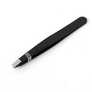 Pince à épiler noire en acier inoxydable à pointe inclinée pour l'épilation, kit d'outils de maquillage, extension de cils, application de double paupière - Product Image 4