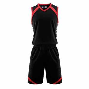 Uniforme de basket-ball de haute qualité, uni, noir et rouge contrastés, très vendu, service OEM, vêtements d'équipe sportive - Product Image 1