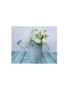 <b>Metal</b> galvanized water can with durable <b>enamel</b> <b>paint</b> finished displaying bright flower designs suitable <b>for</b> patio and garden use - Product Image 1