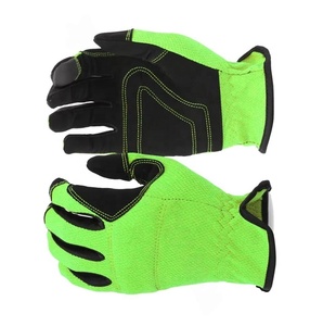Gants mécaniques en cuir synthétique, pièces, manicle de sécurité Premium avec Spandex vert Lime et mousse noire - Product Image 3
