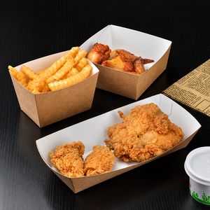 Bandeja de Papel Kraft Biodegradable y Ecológica para Exhibición de Comida Rápida, con Impresión Flexográfica de Logotipo Personalizado - Product Image 2