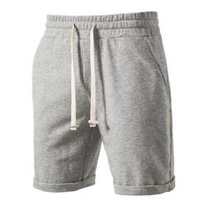 Pantalones Cortos Bermuda de Algodón Azul Marino para Hombre, con Cordón, Casuales, de Cintura Media, Color Sólido, Tejido de Punto - Product Image 4