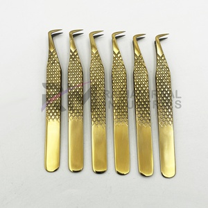 Pince à épiler japonaise RMI en acier inoxydable couleur or plasma pour extensions de cils, pointe en fibre et lisse, fournitures personnalisées avec logo, vente en gros - Product Image 2