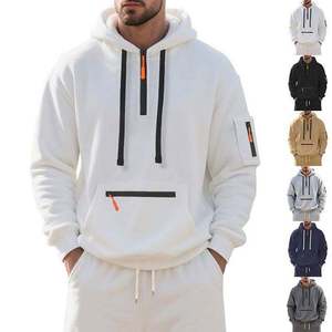 Custom Printed Men's Autumn Half Zip Fleece Pullover Hoodie | Embroidered/Plain Dyed | Oversized Fit Polyester/Cotton - Product Image 4